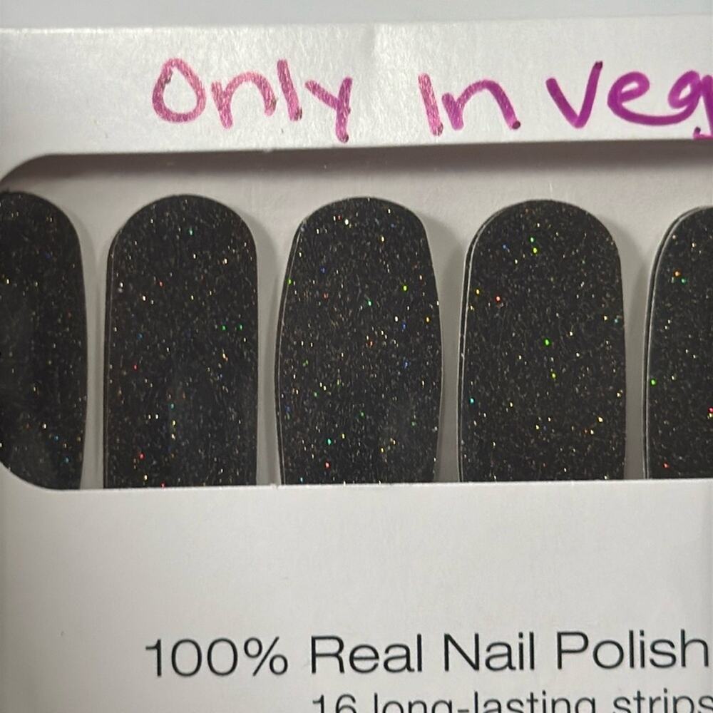 NWT Color Street "Only In Vegas" Black Glitter Nail Strips